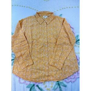Candace Cameron Bure Yellow Floral Eyelet Cotton Button‎ Down Shirt MP A603591